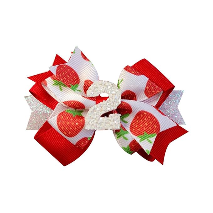 Strawberry Bow Hair Clips for Baby Girls,Birthday Party Decoration Strawberry Hair Clip,Red Bow Hair Barrettes Hair Accessories for Girls Baby Shower Gifts (Strawberry Bow2)