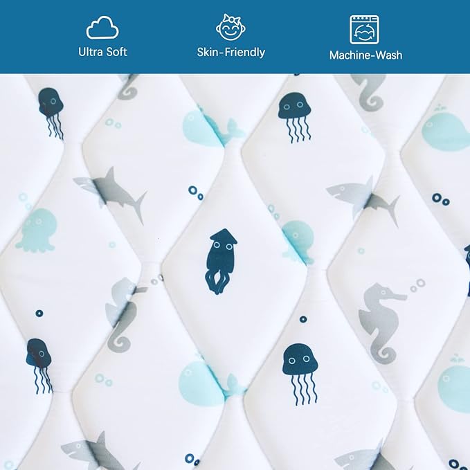 Foam Baby Play Mat 47" X 47", Playmat for Babies and Toddlers, Thick One-Piece Crawling Mat, Non Slip Baby Play Mats for Floor, Kids Foam Play Mat for Playpen Easy Clean, Whale