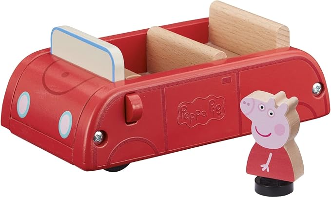 Peppa Pig Wooden Red Car, Push Along Vehicle, Imaginative Play, Preschool Toys, fsc Certified, Sustainable Toys, Gift for 2-5 Years Old