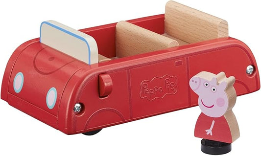 Peppa Pig Wooden Red Car, Push Along Vehicle, Imaginative Play, Preschool Toys, fsc Certified, Sustainable Toys, Gift for 2-5 Years Old