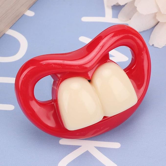 Funny Red Lip Silicone Baby Pacifier, Soft Gel Soother with Teeth Design