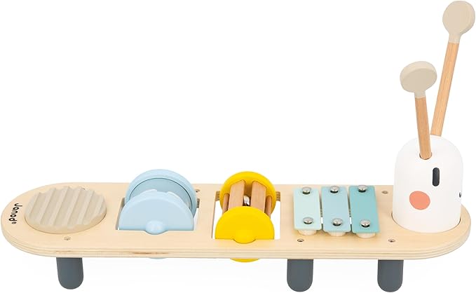 Janod - Sweet Cocoon Wooden Caterpillar Music Stand - Ages 12 Months to 3 Years - Early Music Education - Stimulates Auditory Senses - Engaging and Educational Toy - J04058