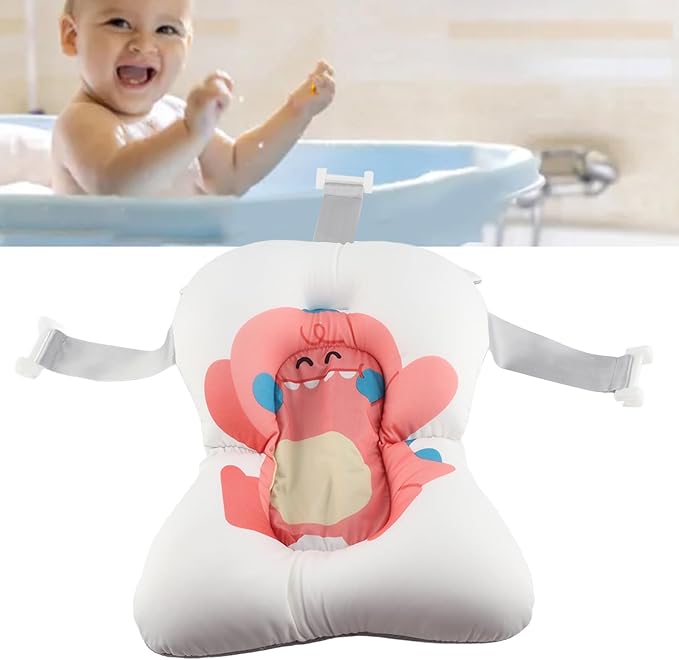 Soft Bath Mat & Tub Cushion for Infants - Baby Bathtub Pad with Anti-Slip Support (Pink)