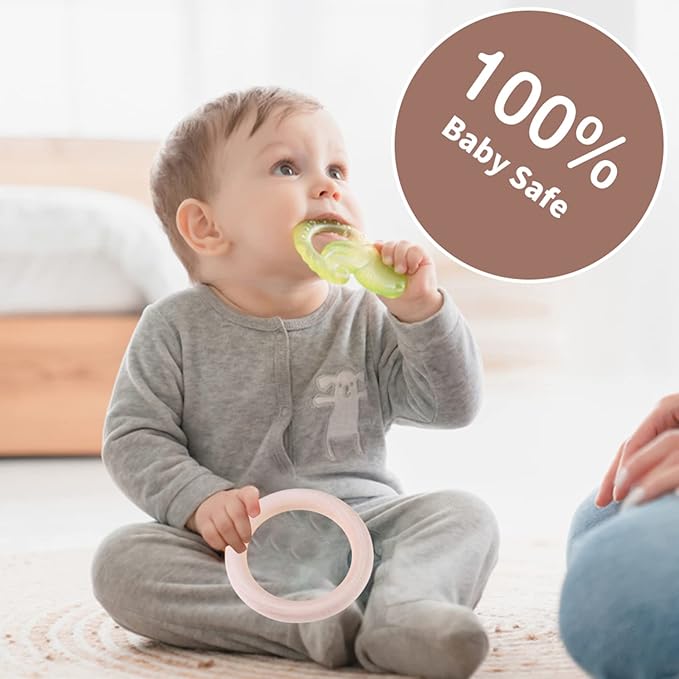 Wood Teething Rings 10Pcs Baby Infant Teether Wooden Bracelet DIY Craft Pacifiers Teethers Relief Accessories Pendant Connector
