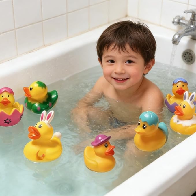 72PCS Easter Rubber Ducks Bulk Rubber Ducks for Jeeps Easter Bunny Ducks Basket Stuffers Easter Bulk for Kids Baby Bath Toys Easter Party Favor