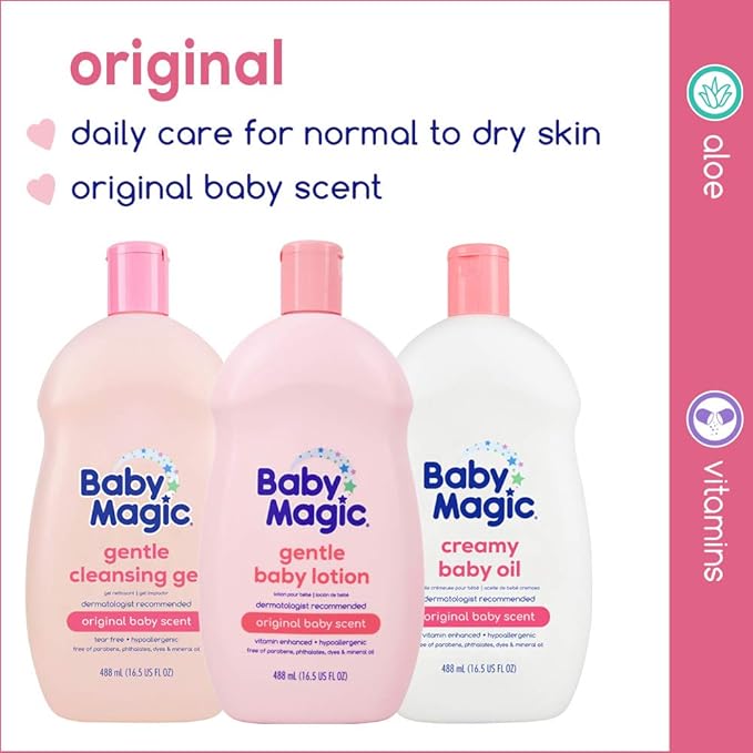 Baby Magic Gentle Baby Lotion Vitamins & Aloe, Original Baby Scent, 6 Count