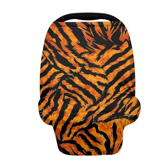 Coldinair Tiger Skin Print Car Seat Cover for Babies Girls Nursing Cover,Soft Stretchy Infant Carseat Canopy,Shopping Cart/High Chair/Stroller Covers