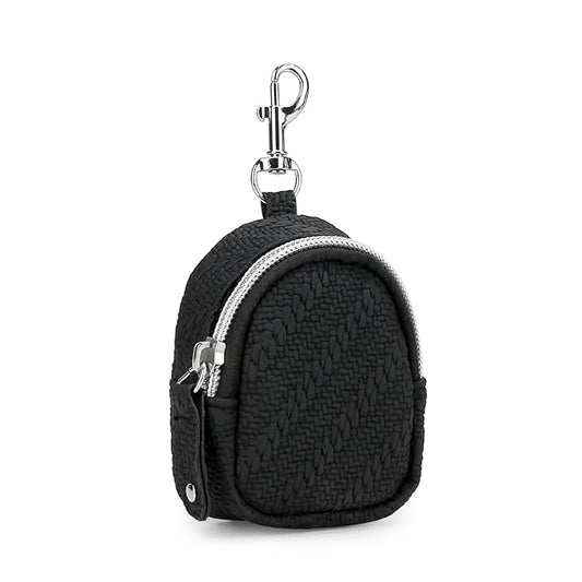MOMIGO Pacifier Case Bag - Pacifier Holder with Clip for Diaper Bag Stroller Purse Charm, Holds 2 Pacifiers Outdoor Travel (Black)