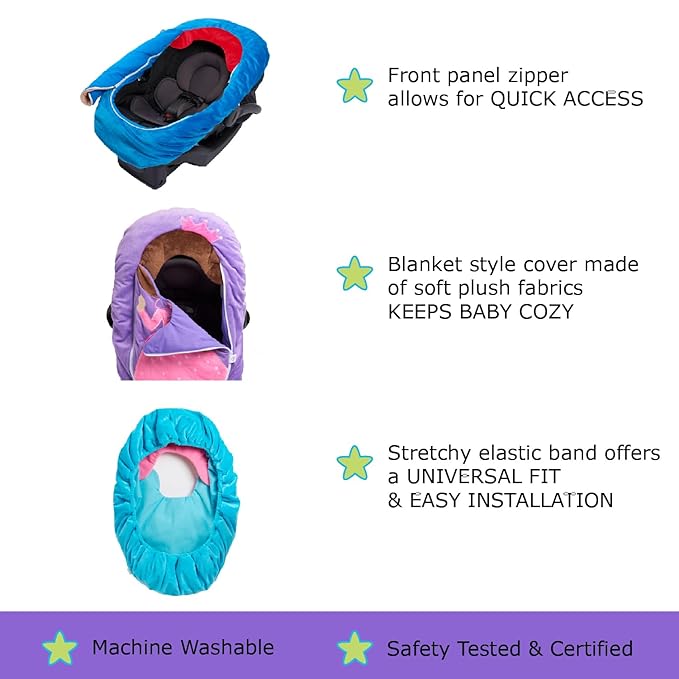 MaterialJill Car Seat Cuties, Baby Carrier Seat Cover for Infant Seat or Stroller, Baby Car Seat Covers, New Baby Gift, Soft Plush Baby Carrier Blanket Cover, Infant Halloween Costume - Frankenstein