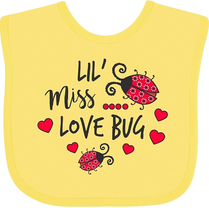 inktastic Lil Miss Love Bug with Lady Bug and Hearts Baby Bib