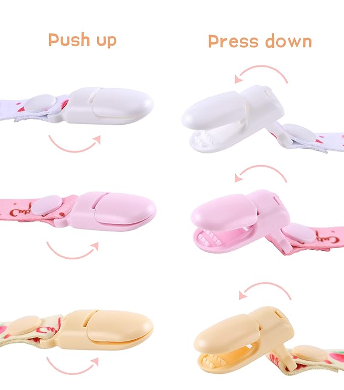 CutiePlusU Adult Size Pacifier Clips 3 Pack-Strawberries, Cherries and Peaches