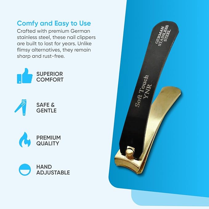 YNR Baby Nail Clippers Set – Safe & Ergonomic Stainless Steel Clippers for Newborns & Infants | Gentle Baby Manicure Grooming Tool | (Black & Gold)