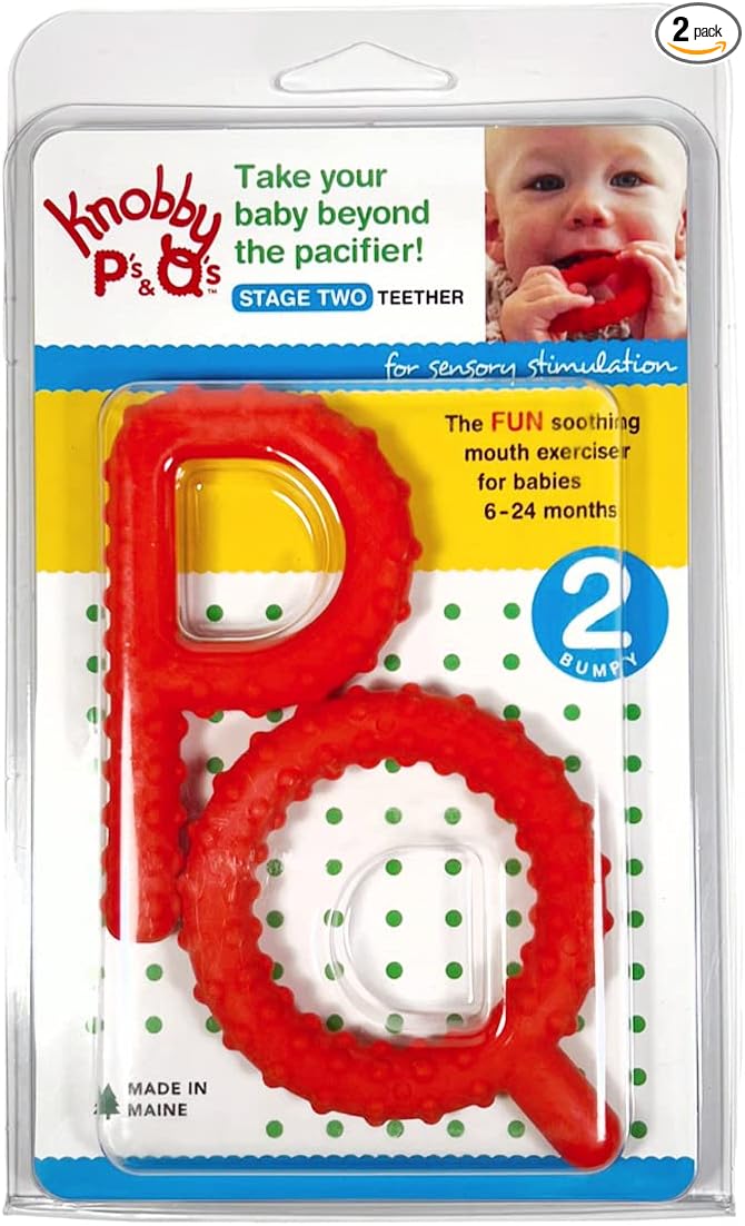 P & Q Chewy Tube Set Chew for Kids Autism ASD Speech Therapy Oral (1 Red P and Q (knobby))
