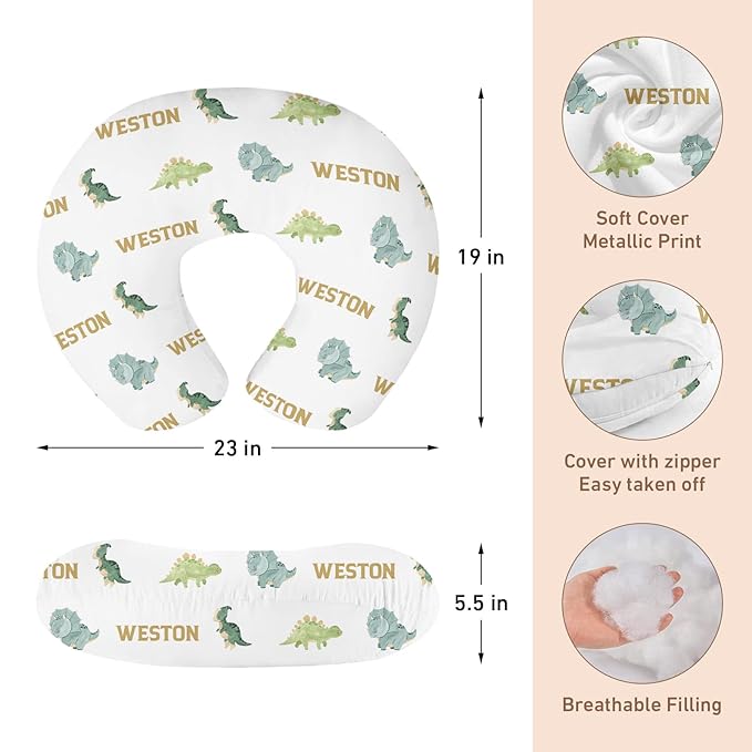 Personalised Infant Car Seat for New Parents - Green Dinosaur Print Baby Carseat Cover, Breast Feeding Cover, Multi-Function pad for Boys Girls Toddlers - Christmas Gifts for Parent Babies(27"x29")