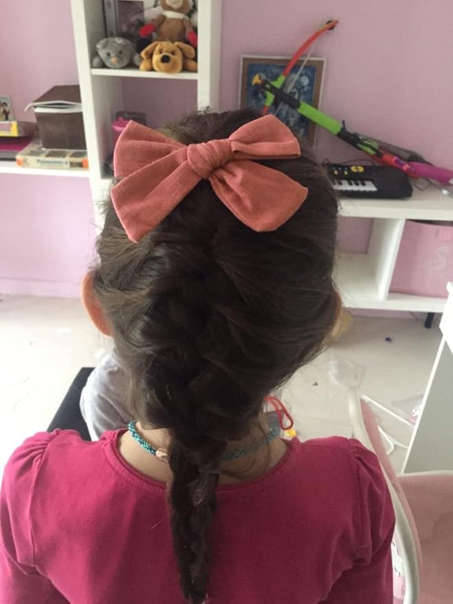 12 PCS Linen Bow Hair Clips for Baby Girls Hair Bows Alligator Clips Accessories Infants Toddler Kids Hairgrips (Knot Bow 4'')
