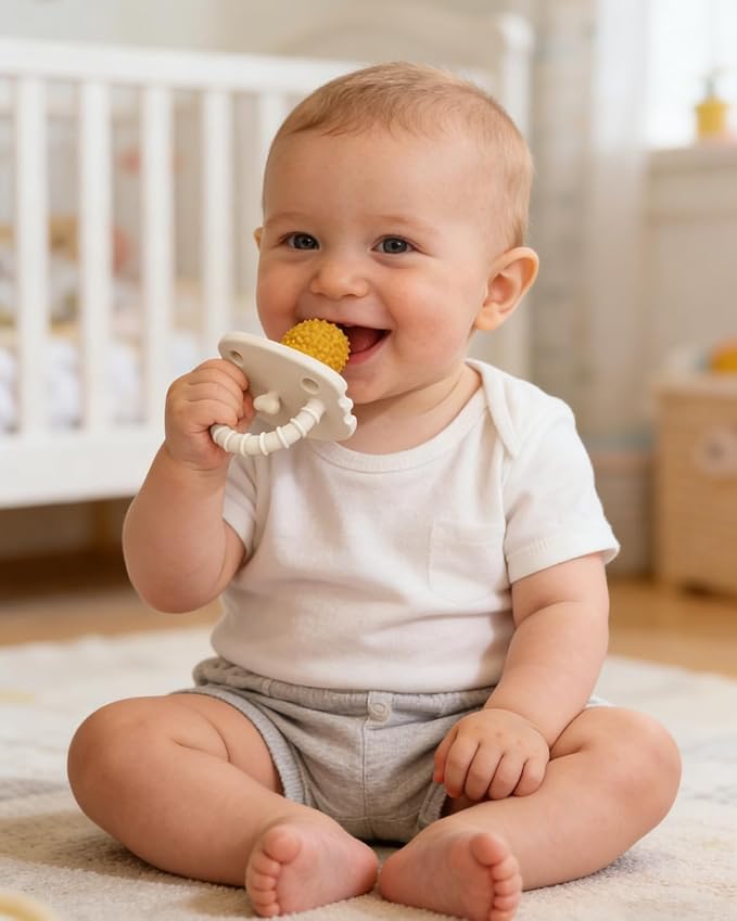 Chuya 2 Pack Pacifier Teether Baby Toys 0 3 6 9 12 Months, Fried Chicken Leg Shape Teething Baby Pacifier Silicone Babies Teethers Teething Relief for Babies,Infant Toys Sensory Toys