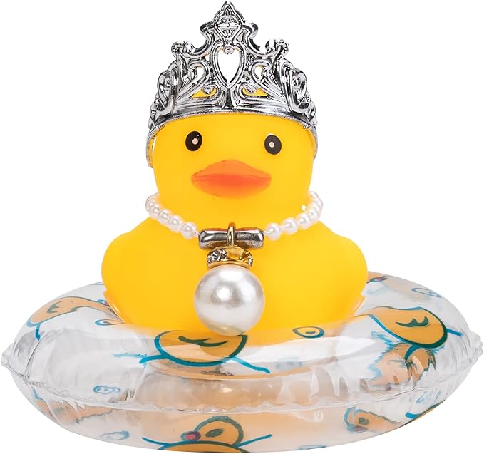 wonuu Car Duck Rubber Duck Car Ornaments Car Dashboard Decorations with Mini Crown and Necklace, C-Male Crown