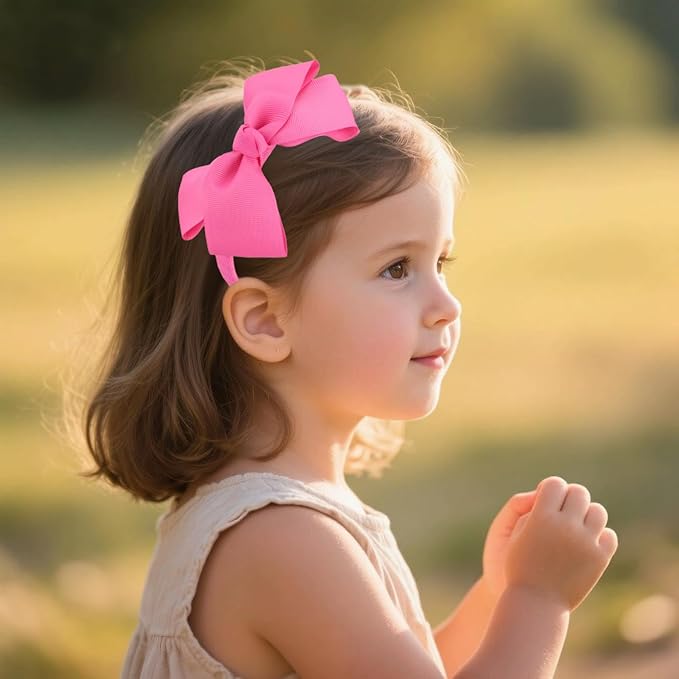 7Rainbows Cute Hot Pink Bow Headband for Girls Toddlers.
