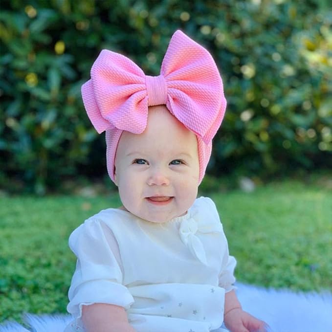 Bows for Baby Girls Headband, Newborn Bows Headbands Baby Hair Bows Hairbands Hair Accessories.(FD104-Pink Gray)