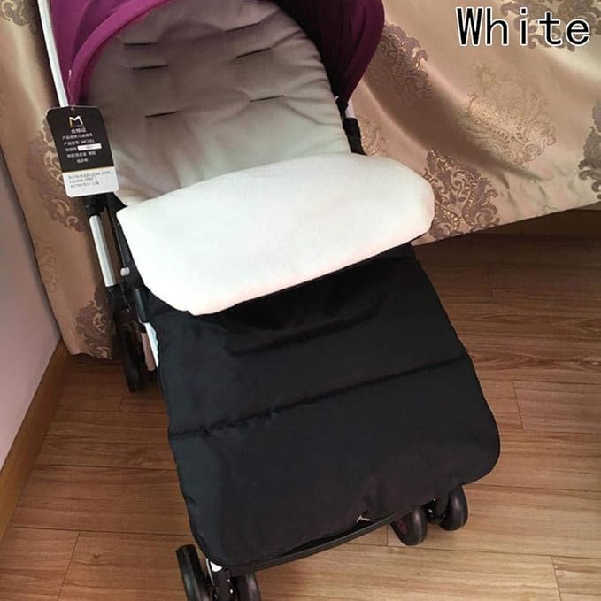 Baby Sleeping Bag Universal 3 in 1 Stroller Annex Mat Footmuff Cover Stroller Bunting Bag Waterproof Windproof Cold-Proof Detachable (White)