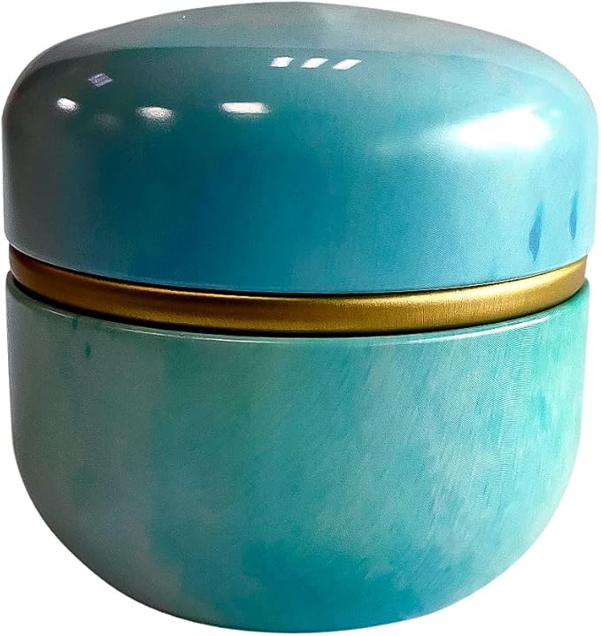 Topwon Body Powder Container with Powder Puff for Baby Women Talc Free Dusting Loose Powder Case Home Travel Powder Box (Spring Green)