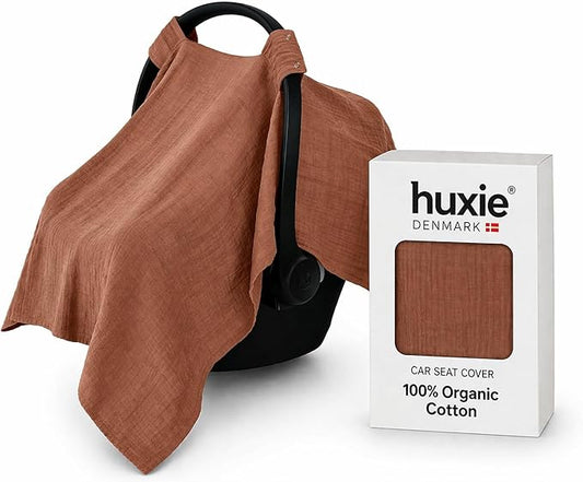 Car Seat Cover Baby - Organic Muslin Cotton - Carseat Canopy - 43" x 32" (Cedar)