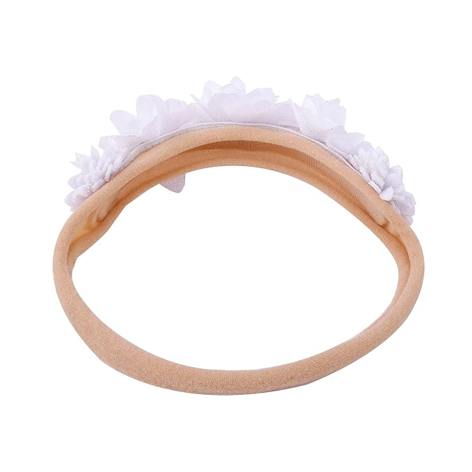 Baby Girl Floral Headband Nylon Flower Crown Elastic Hairband 3pcs Hair Accessories Gift for Girls，stretchy size 3pcs/set