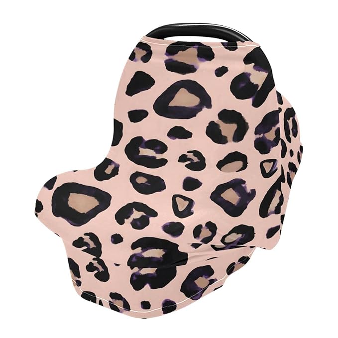 Leopard Print Cheetah Pink Nursing Cover Breastfeeding Scarf, Car Seat Covers for Babies Infant Stretchy Soft Breathable Multi-Use Cover Ups, Gift for Boys Girls