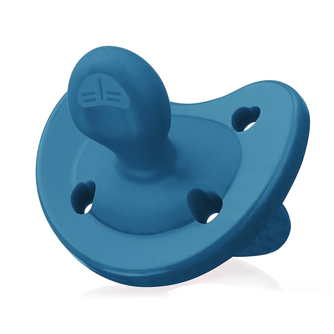 Chicco PhysioForma Luxe Orthodontic Pacifier for Babies 16-24 Months, One-Piece 100% Soft Silicone, Supports Breathing, Textured Shield & Handle, Sterilizing Case, BPA Free, 2-Pack, Ocean Blue