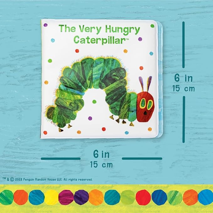 Kids Preferred World of Eric Carle The Very Hungry Caterpillar 6 Inch Vinyl Bath Book Bath Tub Toy Perfect for Water Play and Learning for Ages 18 Months and Up