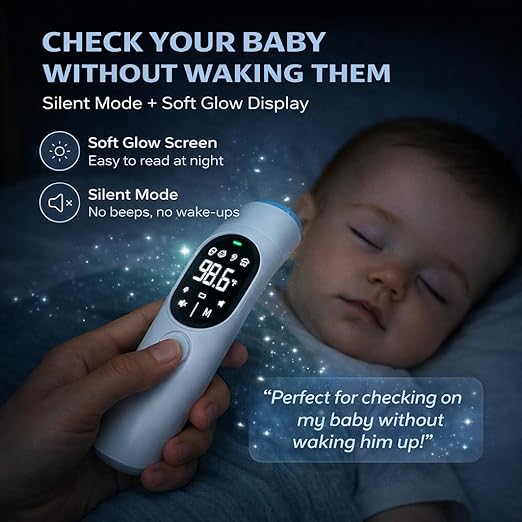 Instant No-Touch Thermometer for Babies & Adults - Fast, Accurate Fever Detection in 1 Second (3-in-1 Forehead, Ear & Object Mode)