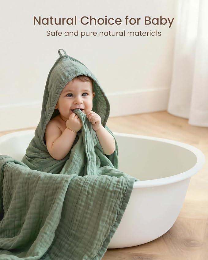 6 PCS Baby Towels and Washcloths Set, 2 PCS XL 35x35 Inch Baby Hooded Towels & 4 PCS Washcloths Set, Ultra Soft & Highly Absorbent Bath Bath Towel for Newborn, Infant & Toddler, Shower Gifts