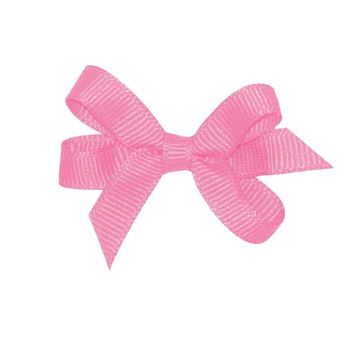 Wee Ones Girls' Classic Grosgrain Hair Bows with Plain Wrap Center, No-Slip Hair Clip, Handmade, Hot Pink, Baby