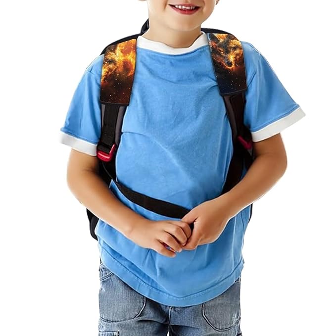 Biyejit Fire Wolf Baby Car Seat Neck Cover, Car Seat Strap Cover, Seat Belt Cushions Pads, Car Seat Harness Strap Cover, Shoulder Strap Protectors, Baby Neck Pad Protector 2PCS Set