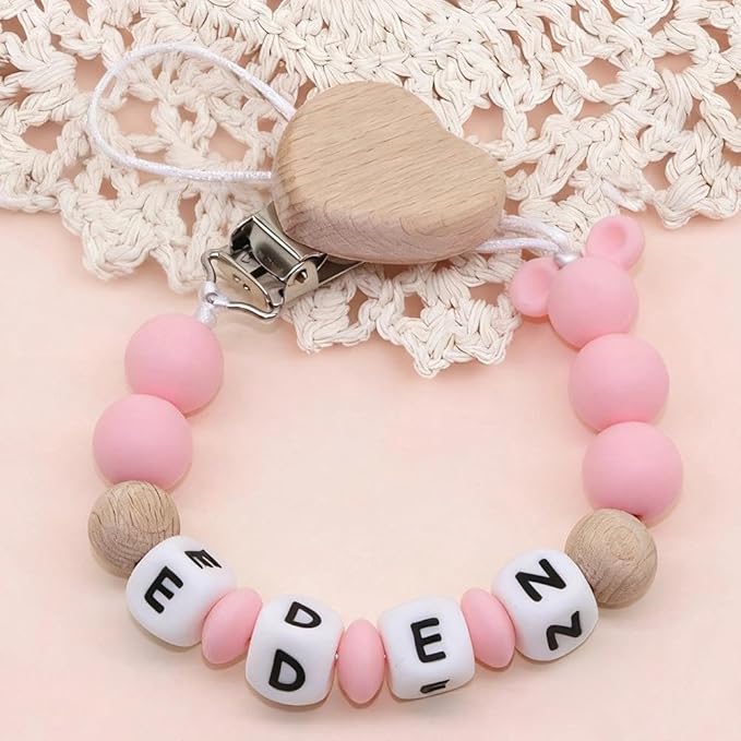 Personalized Pacifier Clip Pacifier Holder with Name Baby Gift (A)