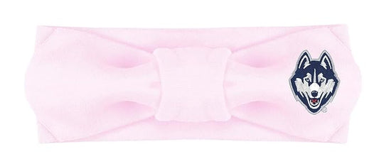 Creative Knitwear Connecticut Huskies Infant Girls Pink Solid Hair Knot Headband Embroidered Logo - Size Newborn - 4T