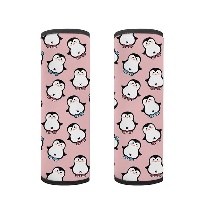 Biyejit Cute Penguins Car Seat Straps Shoulder Pads for Baby Kids, 2 Pack Boys Girls Super Soft Seat Belt Covers for All Car Seats/Pushchair/Stroller