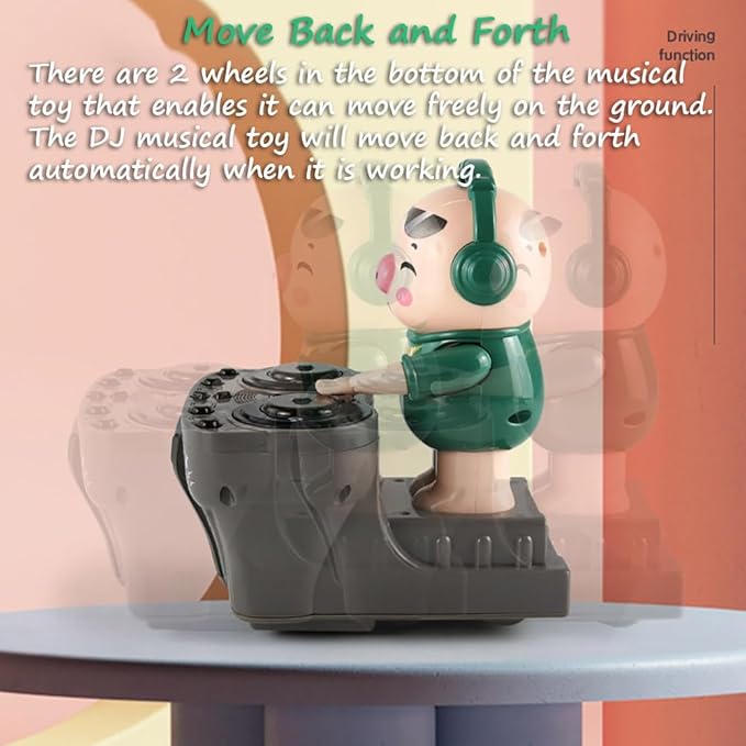 Miracland DJ Pig - Funny Musical Toy for Toddlers, Scratch DJing Dancing Piggy With Dynamic Music and Colorful Lights