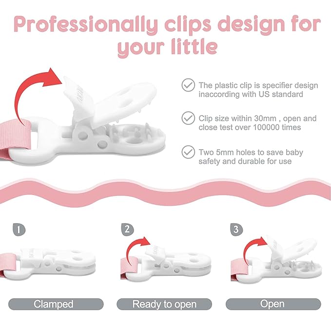 TYRY.HU Pacifier Clip for Baby Girls, 2 Pack Neutral Pacifier Holder Clip for Boys, Soft Webbing Soothie Stuffed Animal Binky Clips Fit All Pacifiers, Cute Baby Birthday Christmas Gift (Koala, Fox)