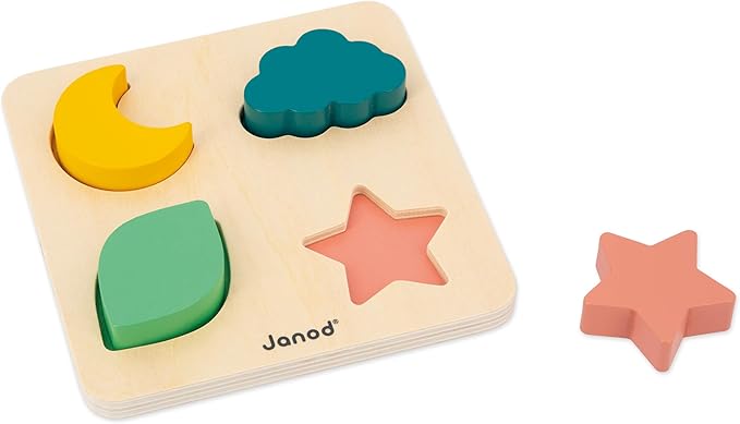 Janod - Baby Play Box - Children's Toy 18 Months - Stimulus Toys with Wooden Puzzle - Baby Motor Skills - Activity Toys and Psychomotor Development - from 18 Months - J04064
