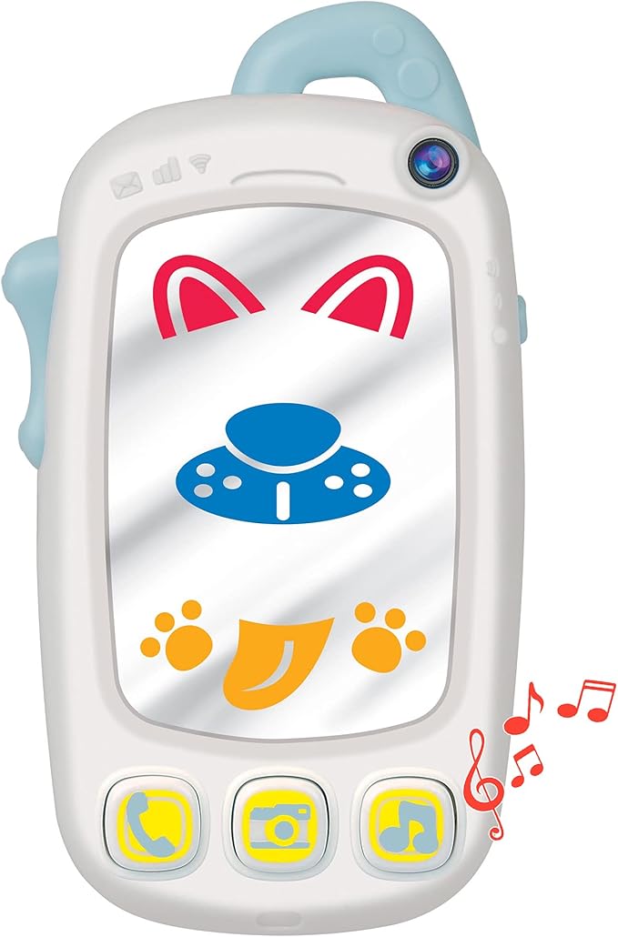 Baby Selfie Toy Phone with Easy-Press Buttons & Light-up Mirror - Baby Phone for 9+ Month Old - Play Phone Musical Toys to Encourage Tummy Time, for Babies