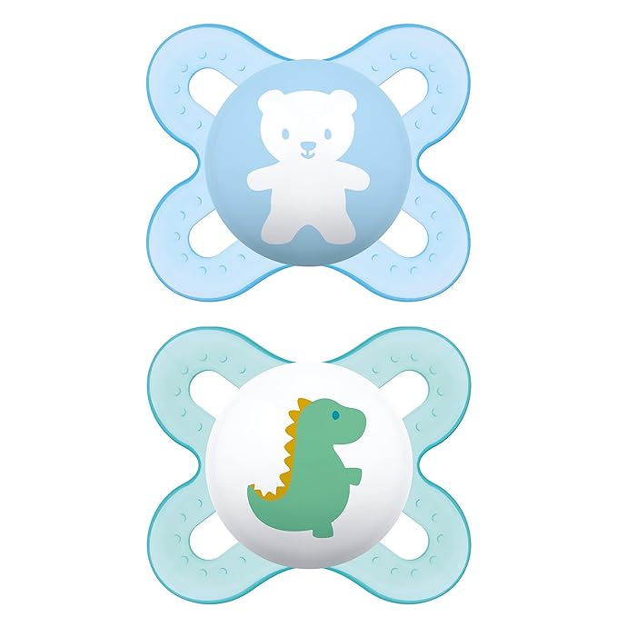 MAM Night Pacifiers with Glow-in-Dark Buttons, 0-6 Months (2 Pacifiers & Case) & MAM Original Newborn Pacifiers, 0-3 Months (2 Count)