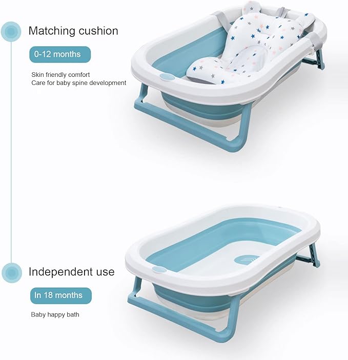 Baby Bath Cushion Pad Newborn Bathtub Mat, Nonslip Floating Seat with Support for Head, Neck, and Back,Sling, 0-12 Months (White Stars)