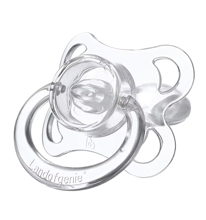 Landofgenie Large Shield Adult Size Pacifiers Set Moon Shape Transparent Design Pacifier White