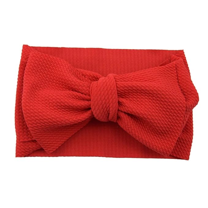 Baby Girl's 8'' Soft Big Bow knot Nylon Headband Toddler Hairband for Photography Travel Party Festivals (Red)