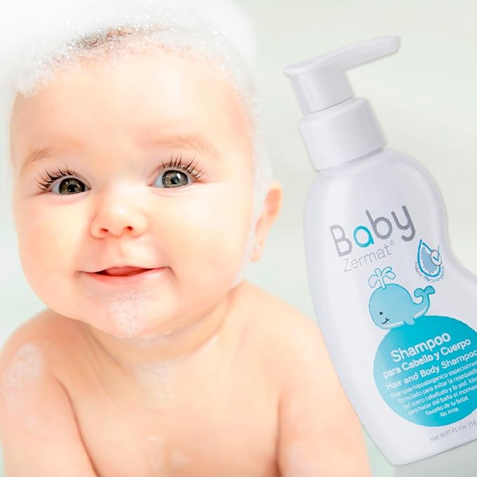 Zermat Hair and Body Shampoo, Shampoo for babies, Cleansing formula that prevents dryness on skin and scalp, and is totally irritation-free. 5.07 Fl. Oz.