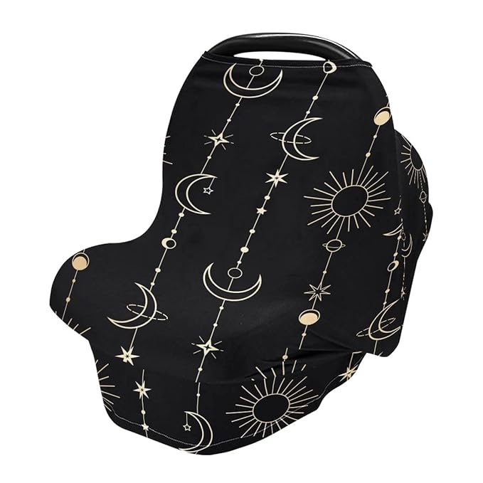 Sun Moon Stars　Nursing Cover Breastfeeding Scarf, Car Seat Covers for Babies Infant Stretchy Soft Breathable Multi-Use Cover Ups, Gift for Boys Girls