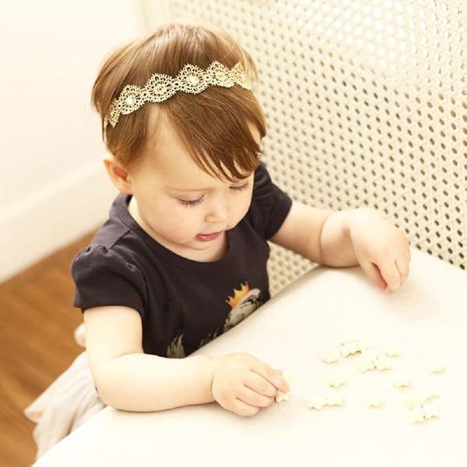 Hapibuy Gold Lace Flower Rhinestone Design Headpiece For Lovely Baby Princess Girls Hand Sewing Beads Hair Accessories Toddlers Headwrap for baby Girl