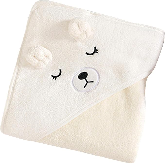 Hooded Baby Towel, Baby Bath Towel Hooded Bath Blanket, Baby Cotton Animal Face Hooded Towel, Absorbent Coral Fleece Hooded Baby Bath Shower Towel Gifts for Infant Newborn Toddlers, 31 * 31in