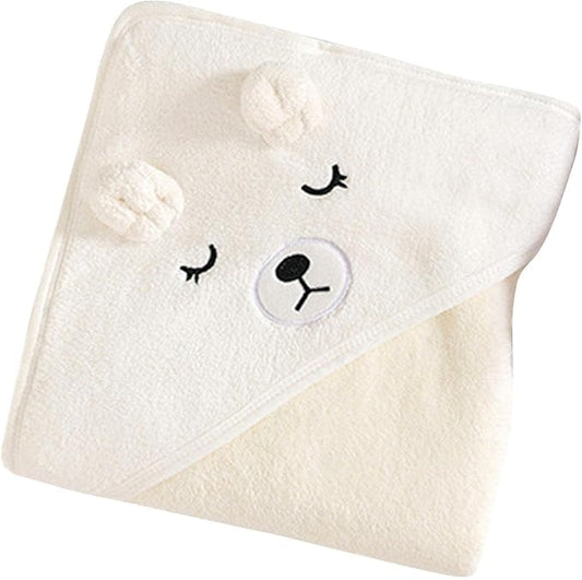 Hooded Baby Towel, Baby Bath Towel Hooded Bath Blanket, Baby Cotton Animal Face Hooded Towel, Absorbent Coral Fleece Hooded Baby Bath Shower Towel Gifts for Infant Newborn Toddlers, 31 * 31in